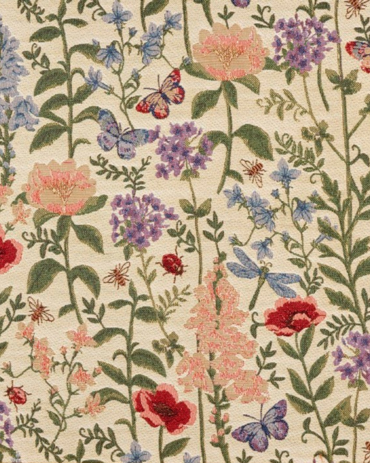 Floral fabric with beige background and pastel flowers
