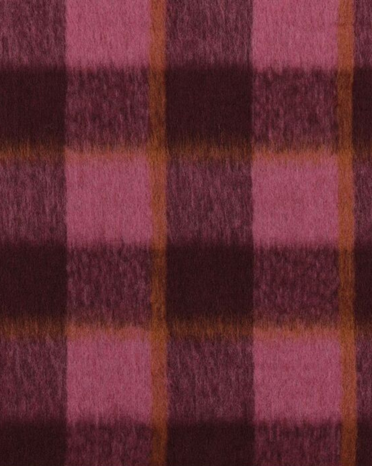 burgundy, pink, wool fabric in a check pattern
