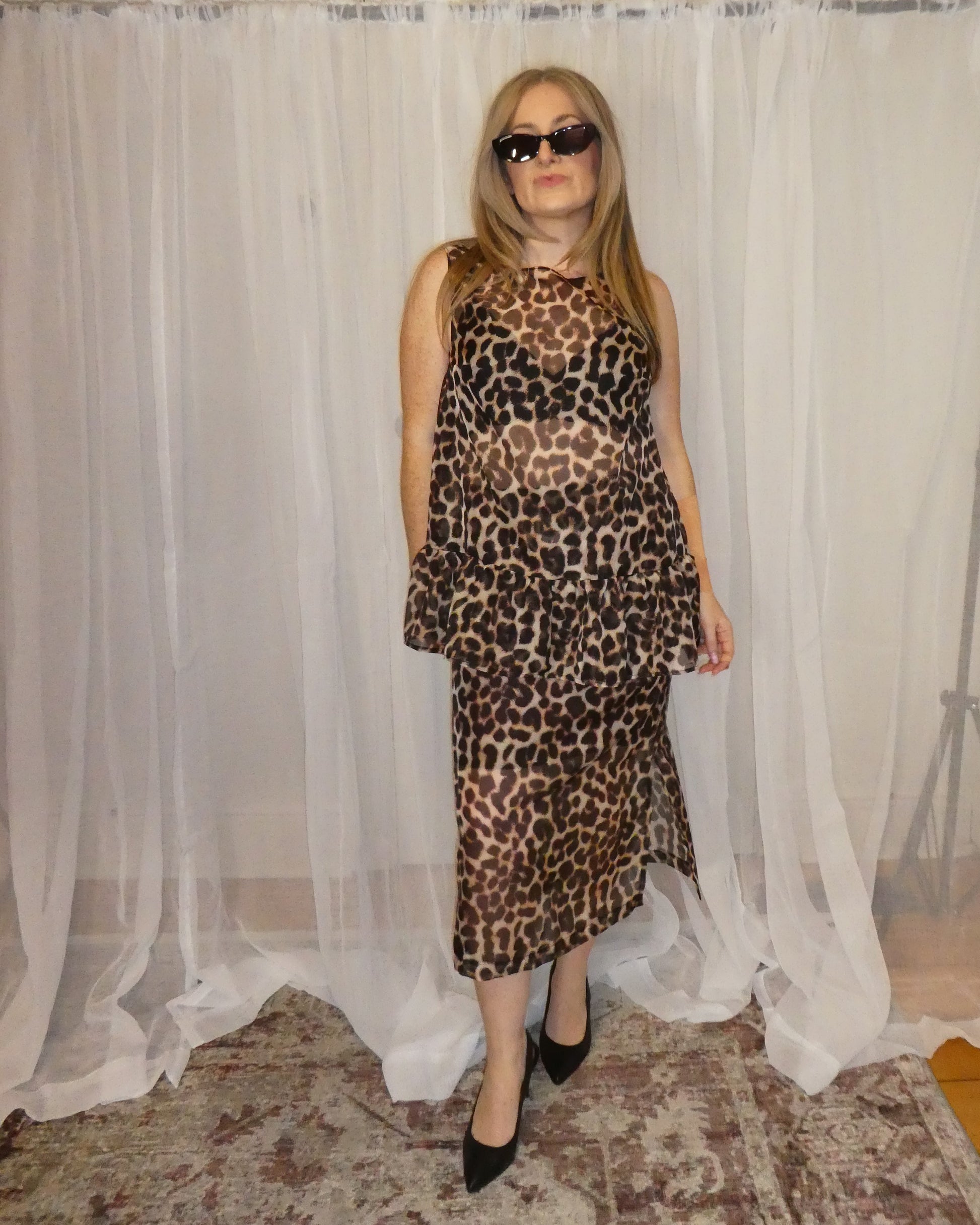 Animal Print Cheetah Organza Sheer Skirt