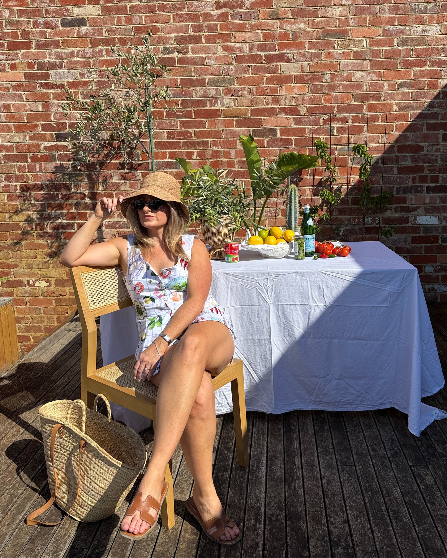 Button front detail on By Bel Aperitivo summer top with structured cotton fabric